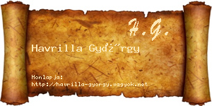 Havrilla György névjegykártya